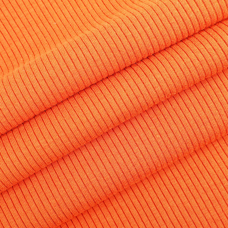 32s C/R + 40D Helbelagt Stripet Spandex Ribbestrikk